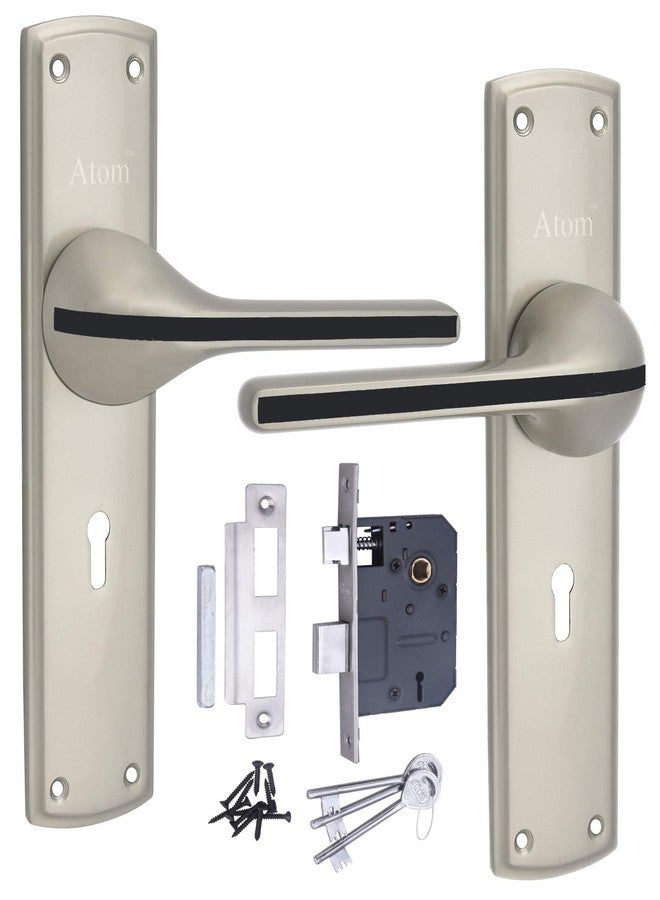 أتوم قفل باب نقر شديد التحمل من Atom لغرفة النوم، غرفة المعيشة، الباب الرئيسي، تشطيب فضي ساتان | 3 مفاتيح | طقم قفل مزدوج المراحل بستة أذرع للمنزل والفندق والمكتب (O39KY) - Image 1